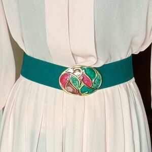 Vintage Nan Lewis Green‎ Stretch Belt